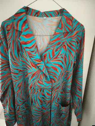 Vestido MIDI cruzado coral y turquesa