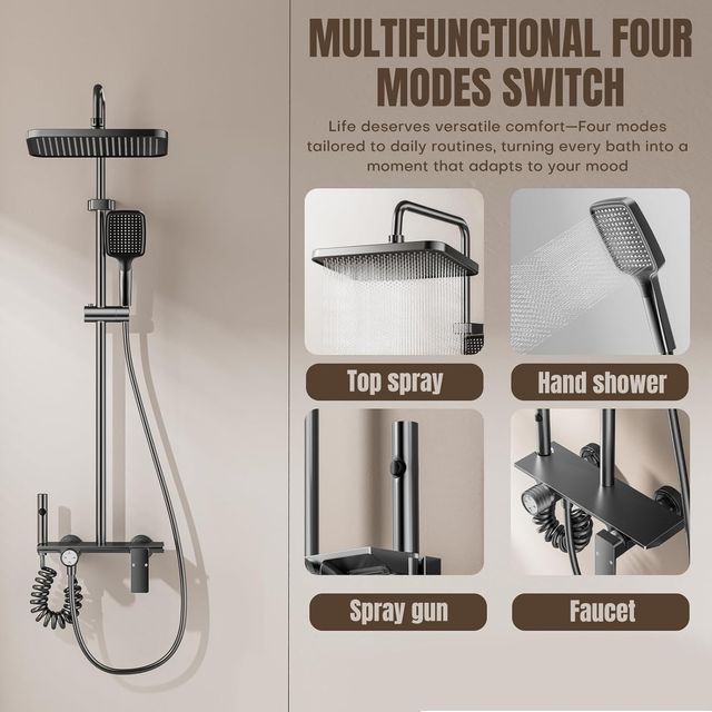 Columna Ducha con Grifo Gris Oscuro