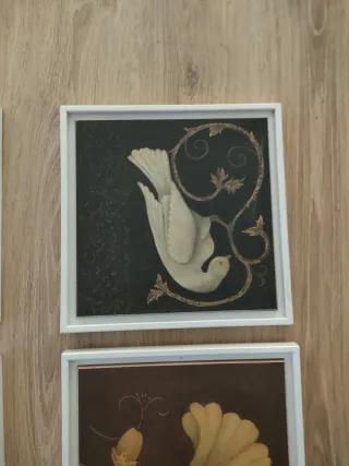 4 Cuadros Decorativos Aves y Flores