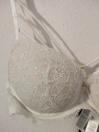 Sujetador super push up blanco encaje