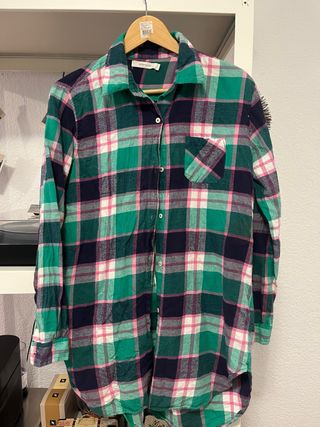 Camisa cuadros verde y rosa