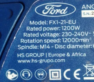 Amoladora Angular FORD 1200w.