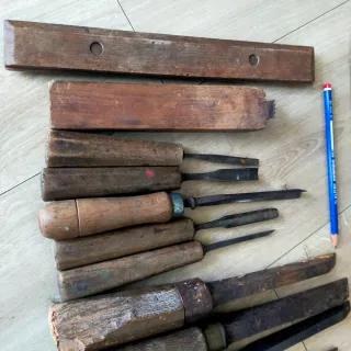 Escoplo carpintero antiguo madera metal