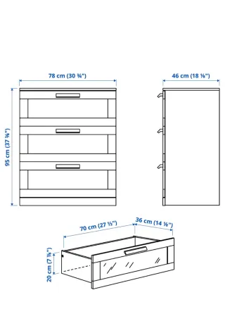 Cómoda BRIMNES, con 3 cajones IKEA