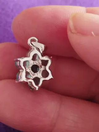 Colgante Plata Ley Topacio Flor Azul