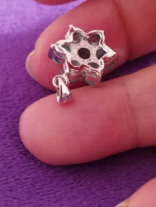 Colgante Plata Ley Topacio Flor Azul