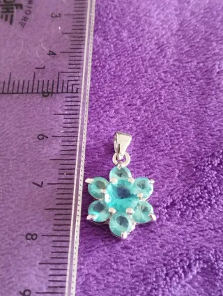 Colgante Plata Ley Topacio Flor Azul