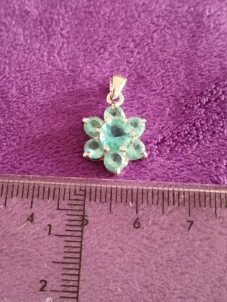 Colgante Plata Ley Topacio Flor Azul