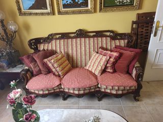 Tresillo clásico madera maciza tallada