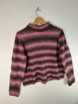 Jersey punto oversize rosa y marrón Talla M