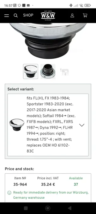Tapón Harley Davidson FX