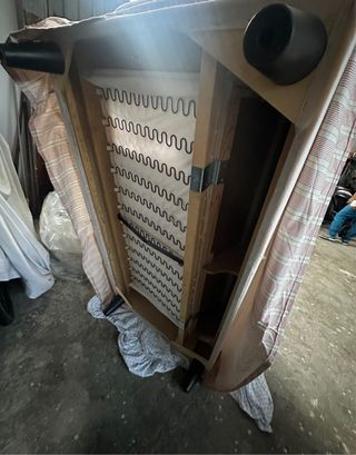 Sofá 2 plazas rosa y blanco