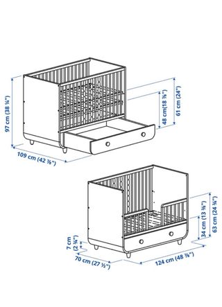 Cuna MYLLRA 60x120 Ikea + Colchón