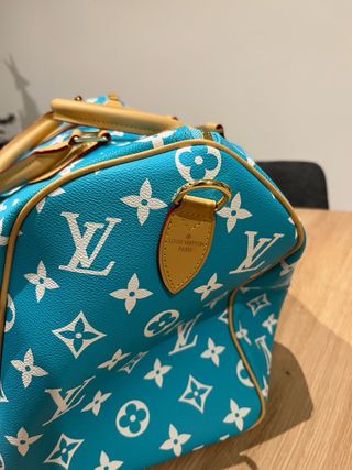 Borsa da viaggio Louis Vuitton blu e bianco