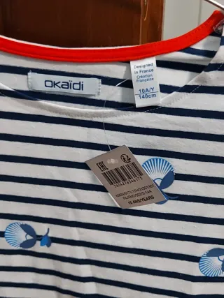 Maglia mm a righe con balze/stampe tg. 10aa Okaidi