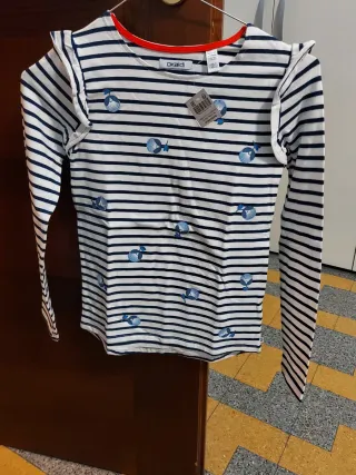 Maglia mm a righe con balze/stampe tg. 10aa Okaidi