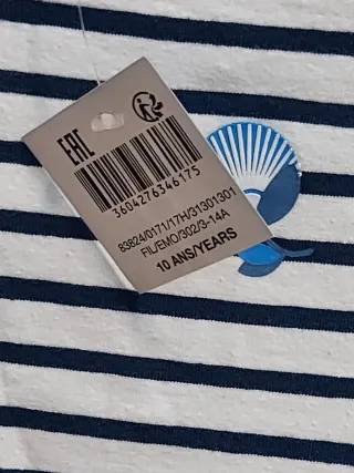 Maglia mm a righe con balze/stampe tg. 10aa Okaidi