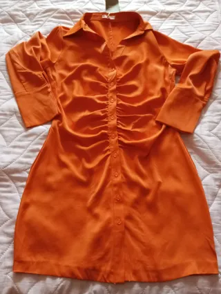 Vestido H&M Naranja Ruched