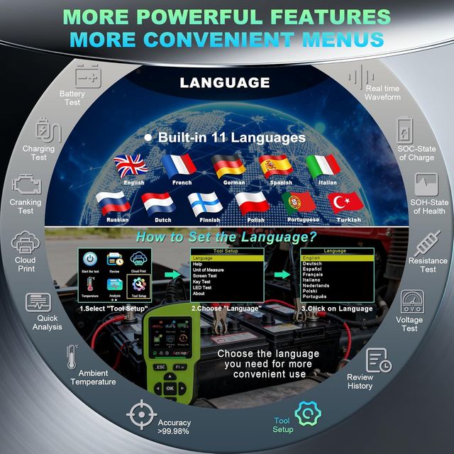 Probador Baterías BT90 PRO 6-24V Profesional