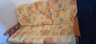 Sofá y sillones tricolor madera