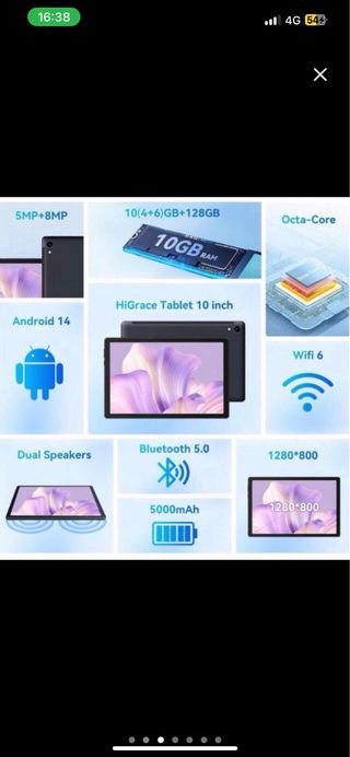 Nuova Tablet Android 14 10GB+128GB