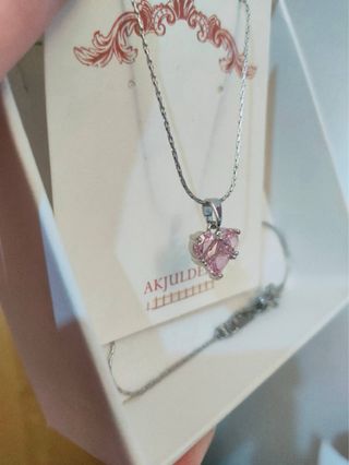 Collana AKJUDLZ cuore rosa e argento