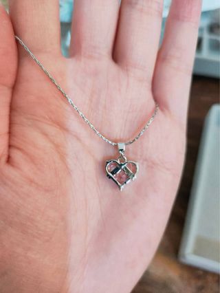 Collana AKJUDLZ cuore rosa e argento