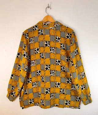 Camisa Patchwork Botones Perla Talla M