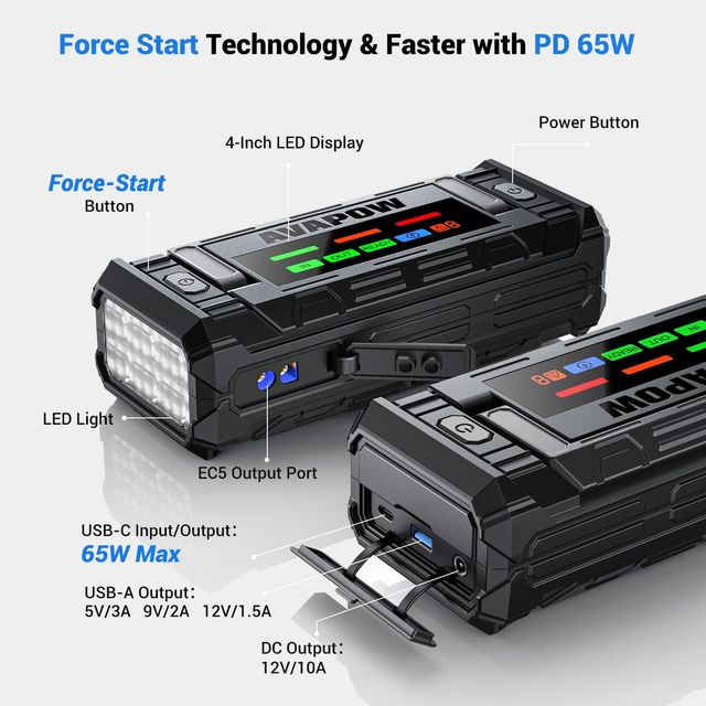 Arrancador de Baterías Coche  AVAPOW TJ68 10000A