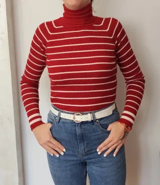 Jersey Zara Rayas Cuello Alto Talla M