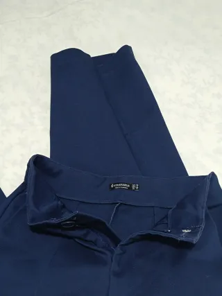 Pantalón ancho crop azul