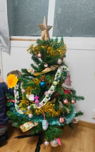 Árbol de Navidad con adornos, 120cm