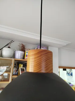 Lámpara colgante madera y metal