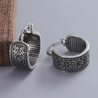 Pendientes Plata Aro Diseño Étnico