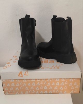 Botines negros piel plataforma