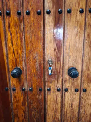 Puerta Exterior Madera con Forja