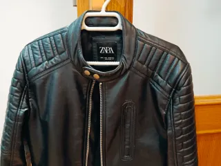 Cazadora Cuero Zara Negra Unisex