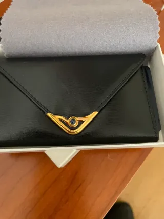 Portachiavi Cartier Pelle Nera Oro Cabochon