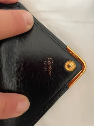 Portachiavi Cartier Pelle Nera Oro Cabochon