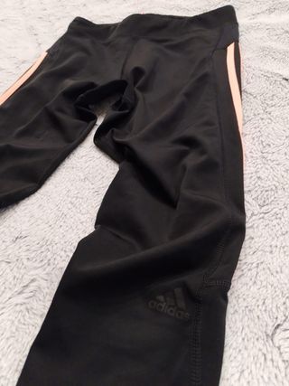 Pantaloni Adidas neri con strisce rosa Tg 44
