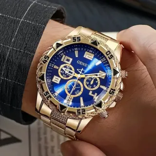 Reloj Geneva Dorado y Negro para Hombre