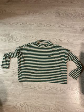 Camiseta de rayas verde y beige talla XS