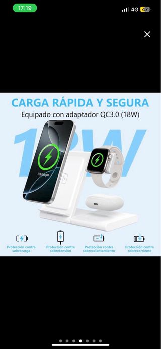 NUEVCargador Inalámbrico 3en1 iPhone/Watch/AirPods