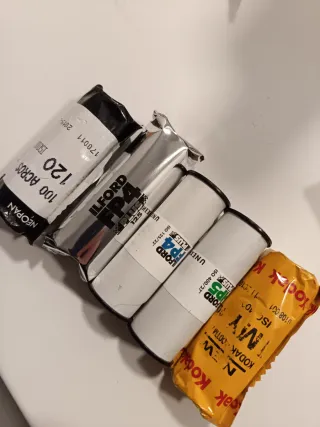 Lote 5 Películas 120 B/N Ilford Kodak Neopan