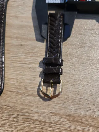 Correa de reloj marrón con hebilla dorada