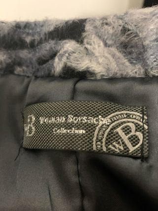 Abrigo paño mujer negro y gris