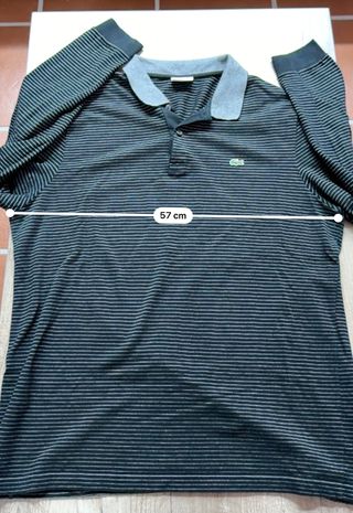 Polo Lacoste Rayas Gris y Negro Talla XXL