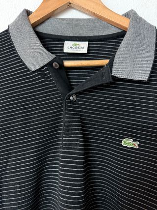 Polo Lacoste Rayas Gris y Negro Talla XXL