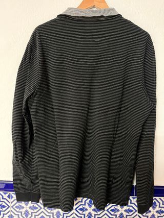 Polo Lacoste Rayas Gris y Negro Talla XXL