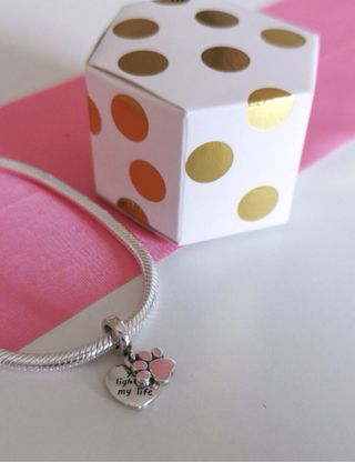 CHARM HUELLA PERRO GATO ROSA PARA PANDORA CAJA